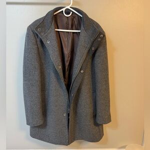 Hart Schaffner Marx Charcoal Herringbone Pea Coat